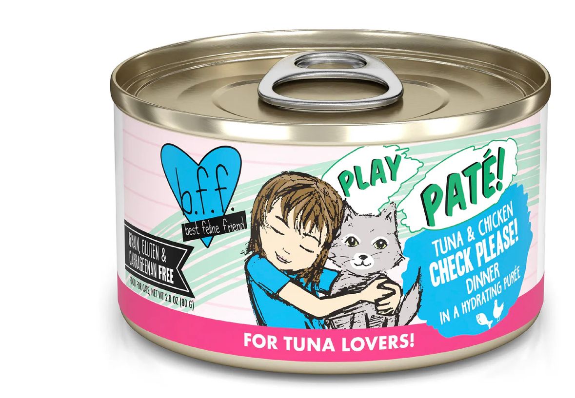 WERUVA BFF PLAY CHECK PLEASE TUNA &amp; CHICKEN CAT FOOD 2.8OZ