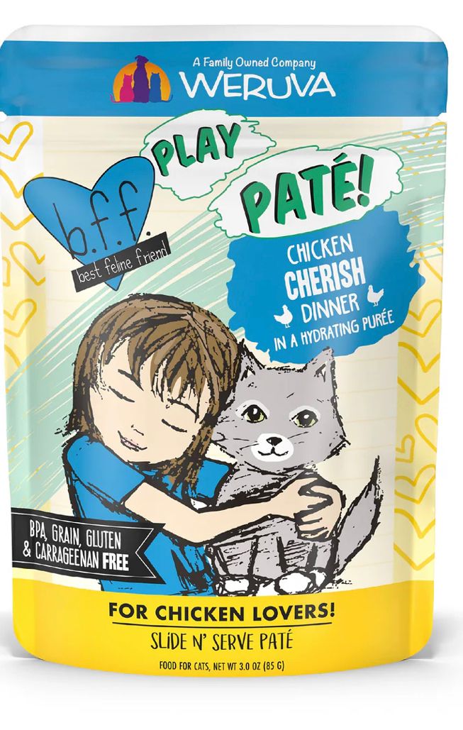 WERUVA BFF PLAY CHERISH CHICKEN CAT FOOD PACK OF 12/3OZ BOX