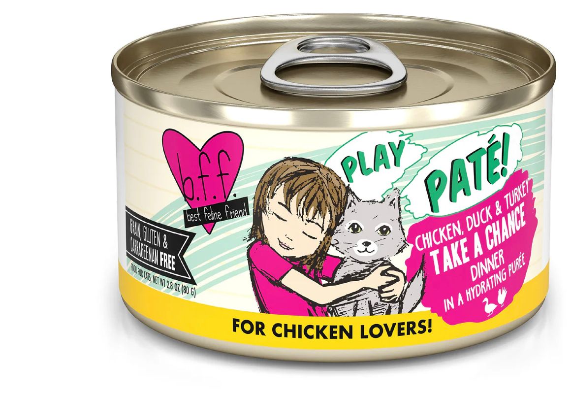 WERUVA BFF PLAY TAKE A CHANCE CHICKEN, DUCK &amp; TURKEY DINNER CAT FOOD CASE OF 12/2.8OZ