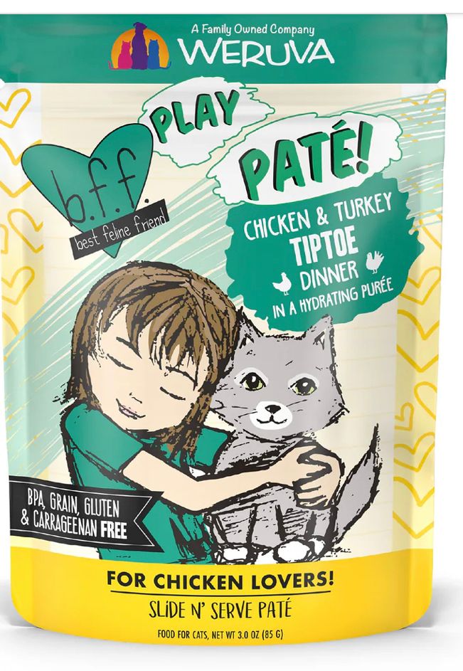WERUVA BFF PLAY TIPTOE CHICKEN &amp; TURKEY DINNER CAT FOOD PACK OF 12/3OZ
