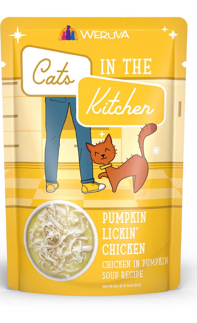 *WERUVA CATS IN THE KITTEN PUMPKIN LICKIN CHICKEN CAT FOOD 3OZ POUCH
