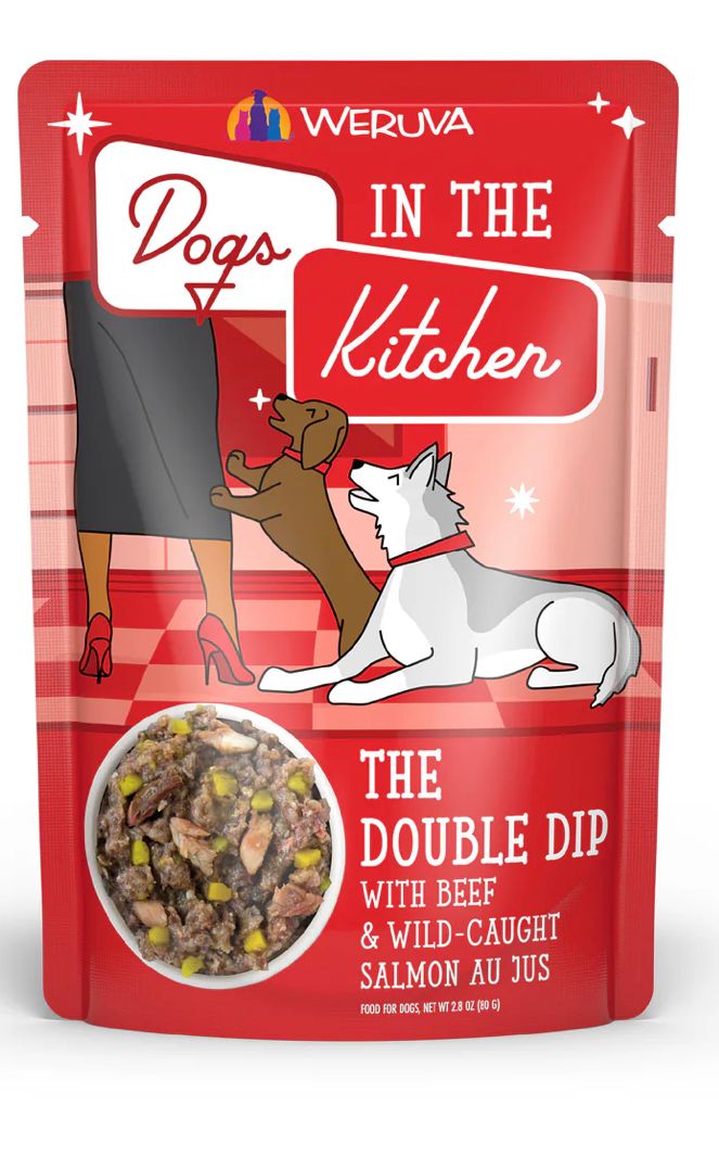 *WERUVA DOGS IN THE KITCHEN THE DOUBLE DIP DOG FOOD 2.8OZ POUCH
