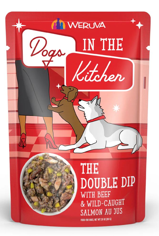 WERUVA DOGS IN THE KITCHEN THE DOUBLE DIP DOG FOOD CASE OF 12/ 2.8OZ POUCH