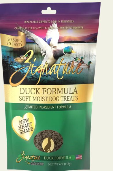 ZIGNATURE SOFT MOIST DUCK TREATS DOG FOOD 4OZ
