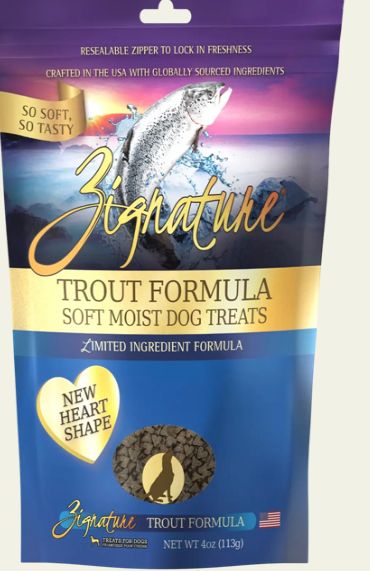 *ZIGNATURE SOFT MOIST TROUT TREAT DOG FOOD 4OZ