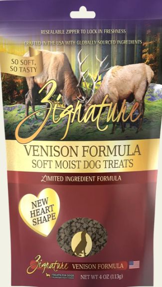 ZIGNATURE SOFT MOIST VENISON TREAT DOG FOOD 4OZ