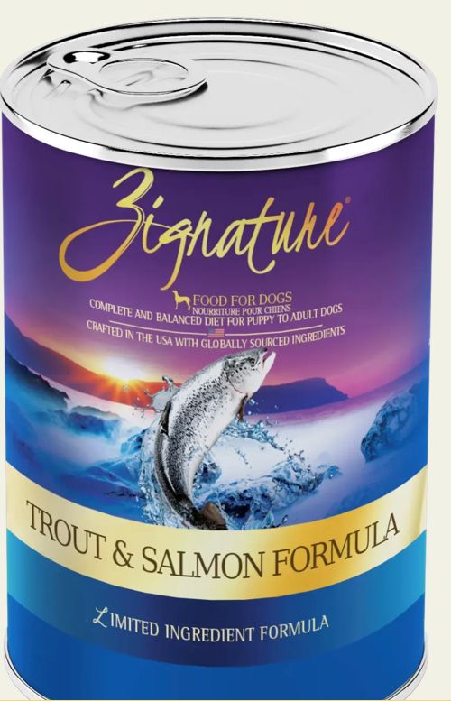 *ZIGNATURE TROUT &amp; SALMON DOG FOOD 13OZ