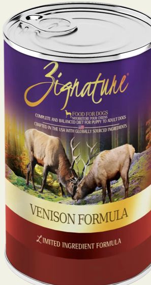 *ZIGNATURE VENISON FORMULA DOG FOOD 13OZ