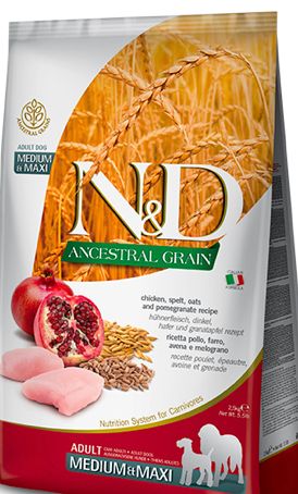 FARMINA ANCESTRAL GRAIN CHICKEN POMEGRANATE MEDIUM &amp; MAXI DOG FOOD 26.4LBS