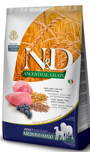 FARMINA ANCESTRAL GRAIN LAMB BLUEBERRY MEDIUM &amp; MAXI DOG FOOD 26.4LBS