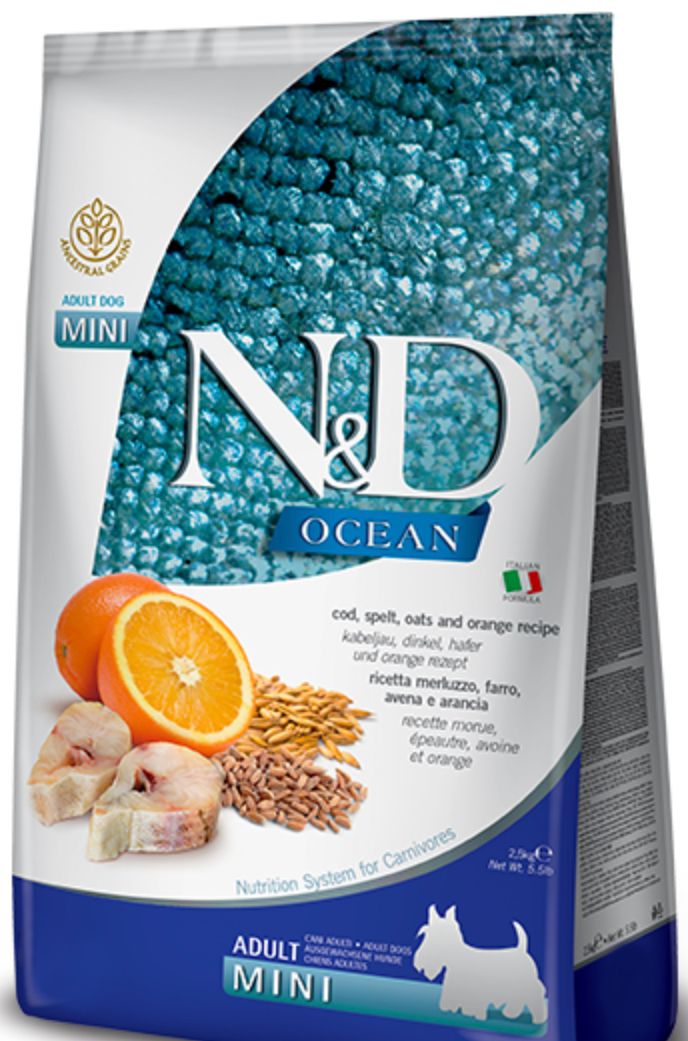 FARMINA ANCESTRAL GRAIN OCEAN COD ORANGE MINI DOG FOOD 5.5LBS