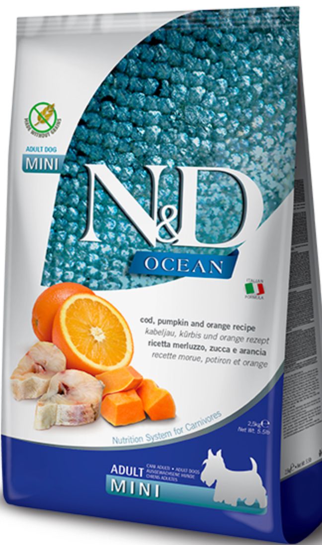 *FARMINA GRAIN FREE OCEAN COD PUMPKIN MINI DOG FOOD 5.5LBS