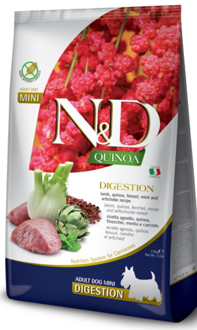 *FARMINA GRAIN FREE QUINOA DIGESTION LAMB MINI DOG FOOD 5.5LBS