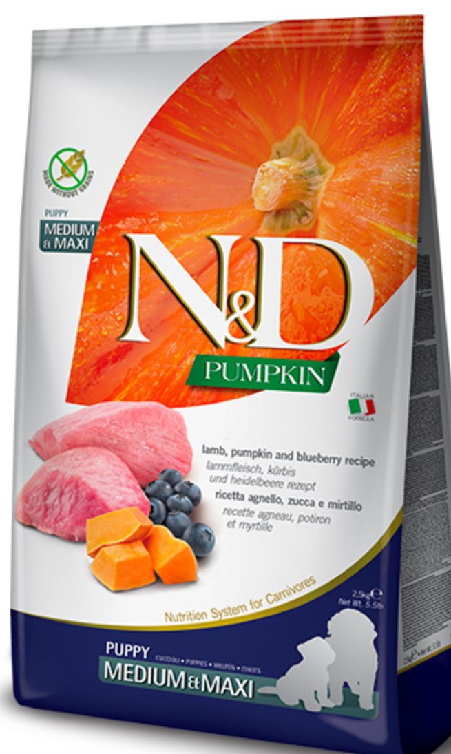 FARMINA GRAIN FREE PUMPKIN LAMB PUPPY MEDIUM &amp; MAXI DOG FOOD 26.4LBS