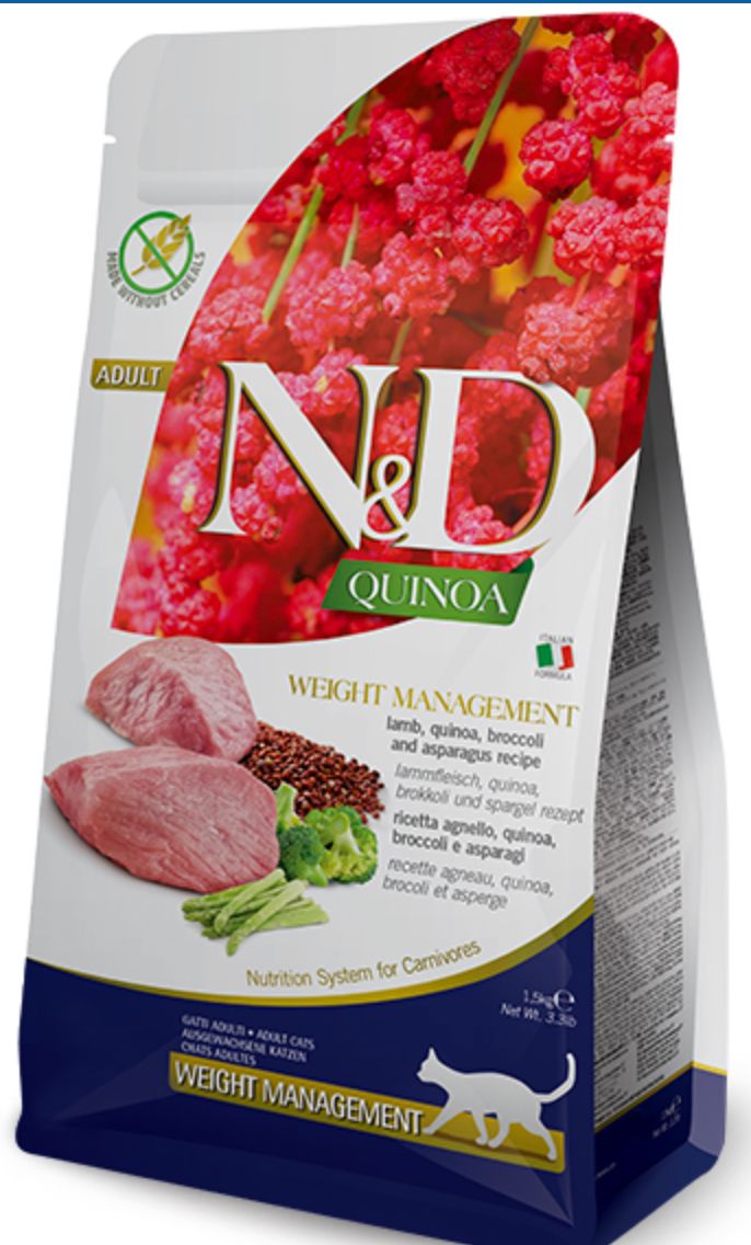 FARMINA QUINOA &amp; LAMB WEIGHT MANAGEMENT CAT FOOD 3.3LBS