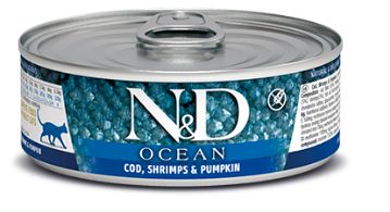 FARMINA N &amp;D GRAIN FREE OCEAN COD, SHRIMP &amp; PUMPKIN CAT FOOD CASE OF 24/ 2.5OZ