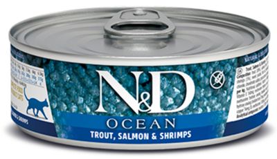 FARMINA N&amp;D GRAIN FREE OCEAN TROUT, SALMON &amp; SHRIMP CAT FOOD 2.50OZ