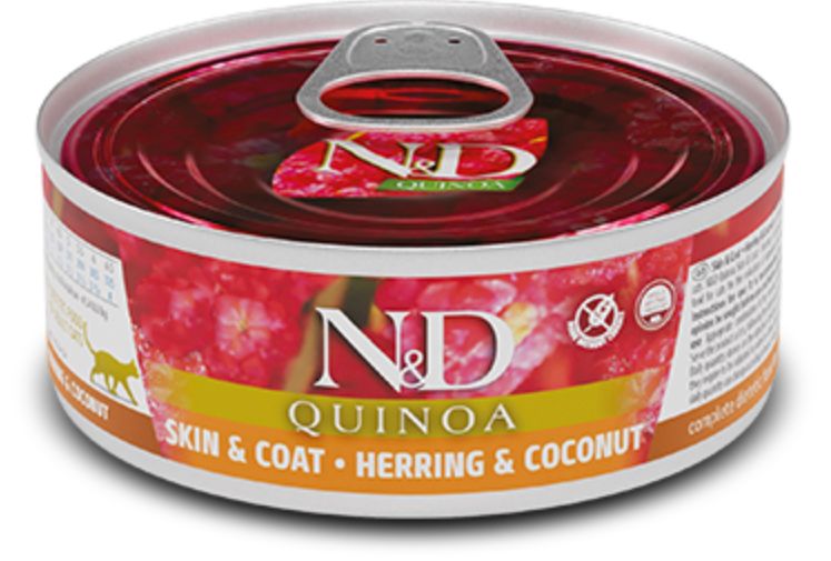 *FARMINA N&amp;D GRAIN FREE QUINOA HERRING &amp; COCONUT CAT FOOD 2.80OZ