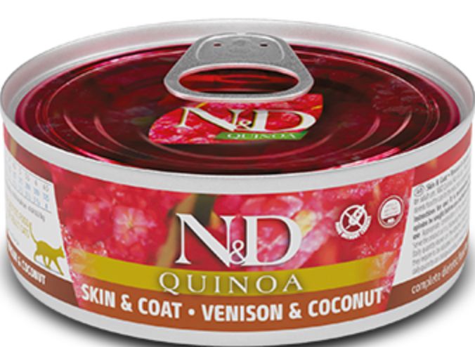 FARMINA N&amp;D GRAIN FREE QUINOA VENISON &amp; COCONUT CAT FOOD 2.80OZ