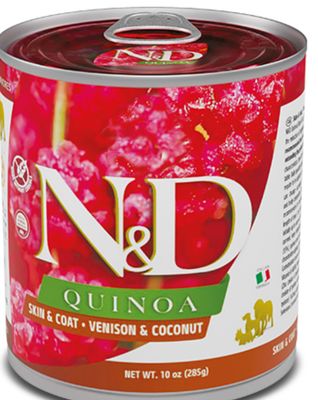 FARMINA QUINOA SKIN &amp; COAT VENISON COCONUT DOG FOOD CASE OF 6/10OZ