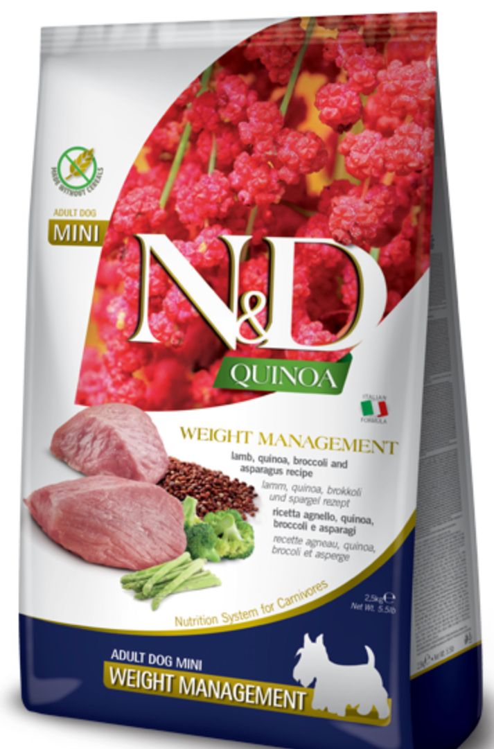 FARMINA GRAIN FREE QUINOA WEIGHT MANAGEMENT LAMB MINI DOG FOOD 5.5LBS