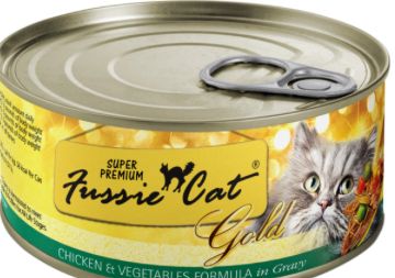 FUSSIE CAT GOLD SUPER PREMIUM CHICKEN VEGETABLE &amp; GRAVY CAT FOOD 2.82OZ