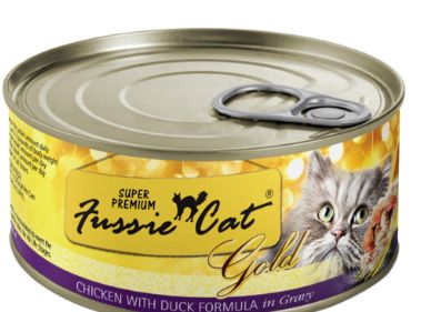 FUSSIE CAT GOLD SUPER PREMIUM CHICKEN DUCK &amp; GRAVY CAT FOOD 2.82OZ