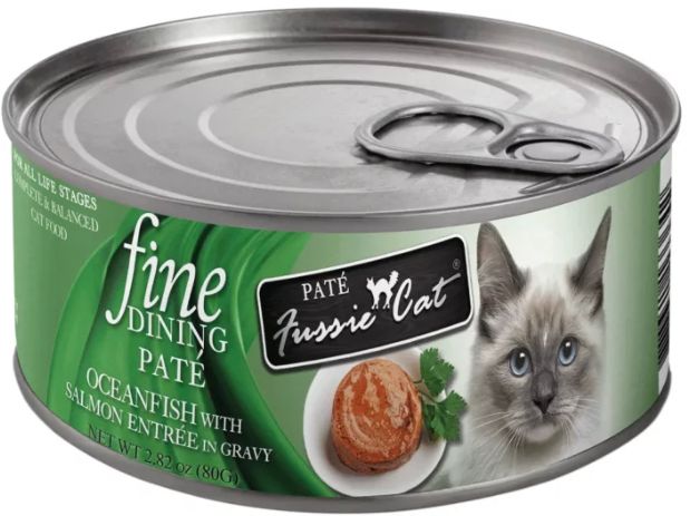 FUSSIE CAT FINE DINING PATE OCEAN FISH &amp; SALMON CAT FOOD 2.82OZ