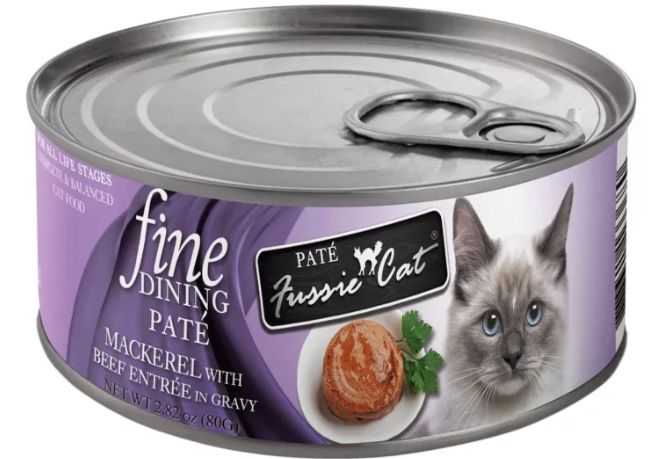 *FUSSIE CAT FINE DINING PATE MACKEREL BEEF CAT FOOD 2.82OZ