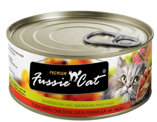 *FUSSIE CAT PREMIUM TUNA CHICKEN LIVER IN ASPIC CAT FOOD 2.82OZ