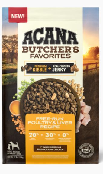 *ACANA GRAIN FREE BUTCHERS FAVORITE POULTRY DOG FOOD 4LBS