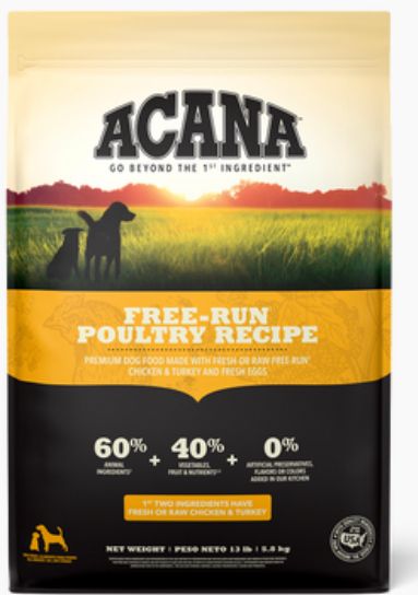 ACANA GRAIN FREE FREE RUN POULTRY DOG FOOD 4.5LBS