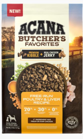 *ACANA GRAIN FREE BUTCHERS FAVORITES POULTRY DOG FOOD 17LBS
