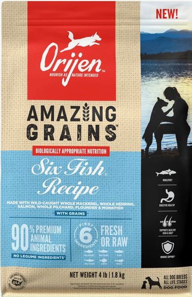 *ORIJEN AMAZING GRAIN 6 FISH DOG FOOD 4LBS