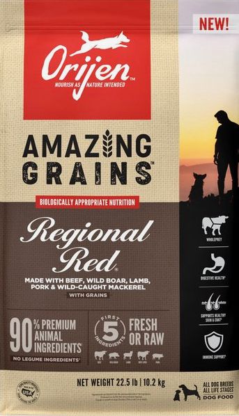 *ORIJEN AMAZING GRAINS REGIONAL RED DOG FOOD 4LBS