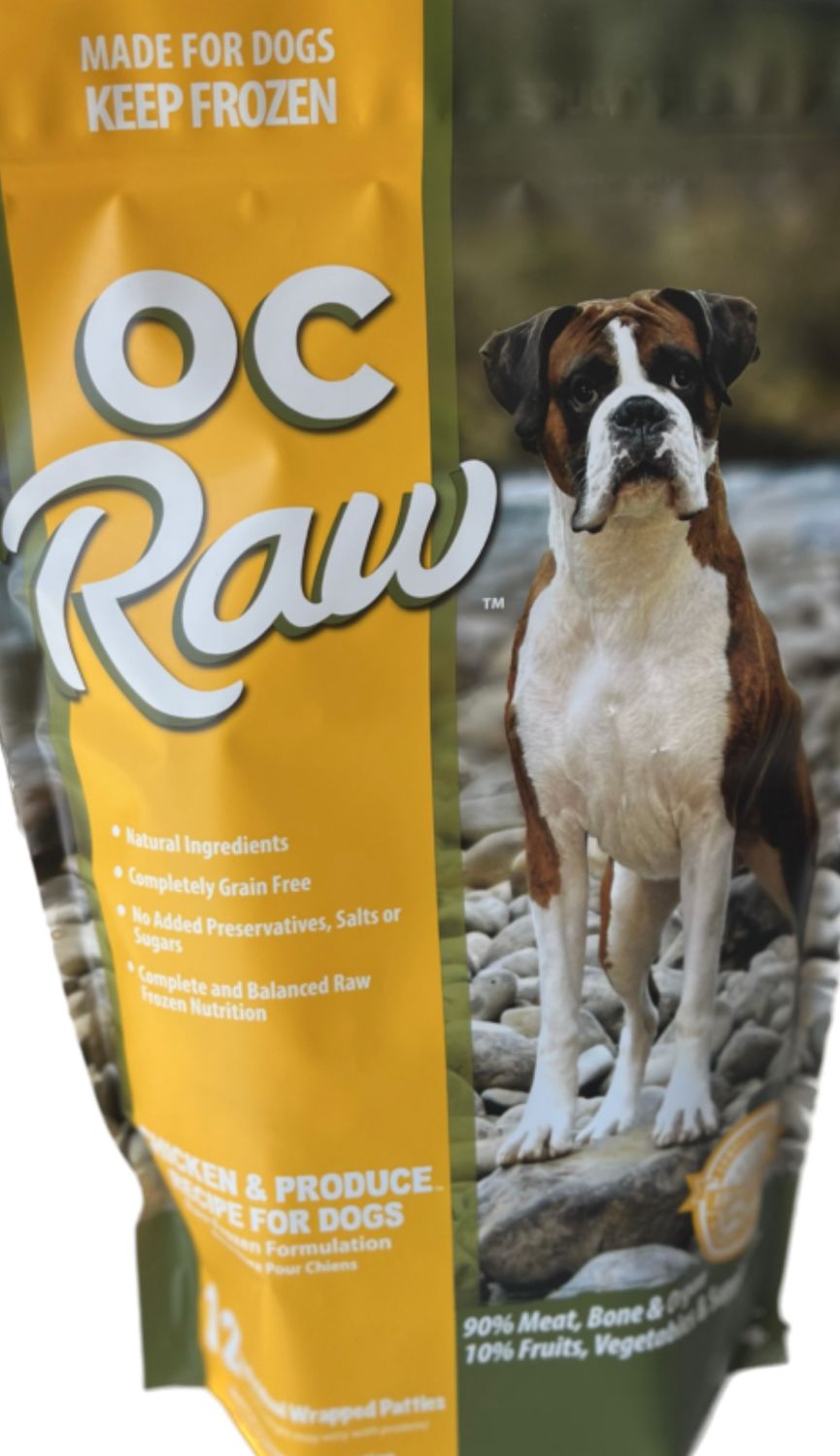 *OC RAW FROZEN CHICKEN &amp; PRODUCE PATTIES DOG FOOD 6LB