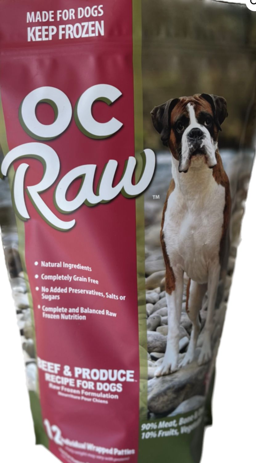 OC RAW FROZEN BEEF &amp; PRODUCE PATTIES DOG FOOD 6LB