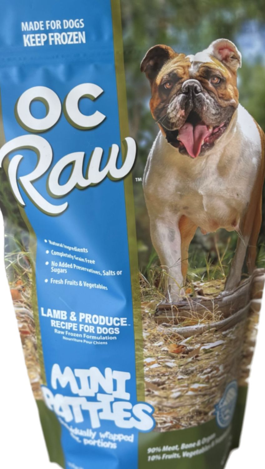 OC RAW FROZEN LAMB &amp; PRODUCE MINI PATTIES DOG FOOD 4LB