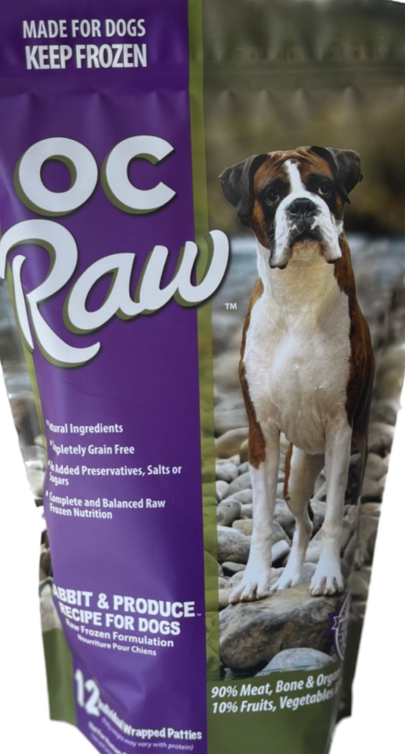 OC RAW FROZEN RABBIT &amp; PRODUCE PATTIES DOG FOOD 6LB