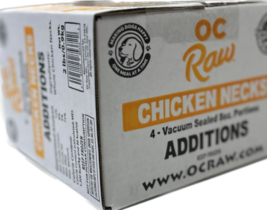 OC RAW FROZEN CHICKEN NECKS FOR DOGS 2LB BOX