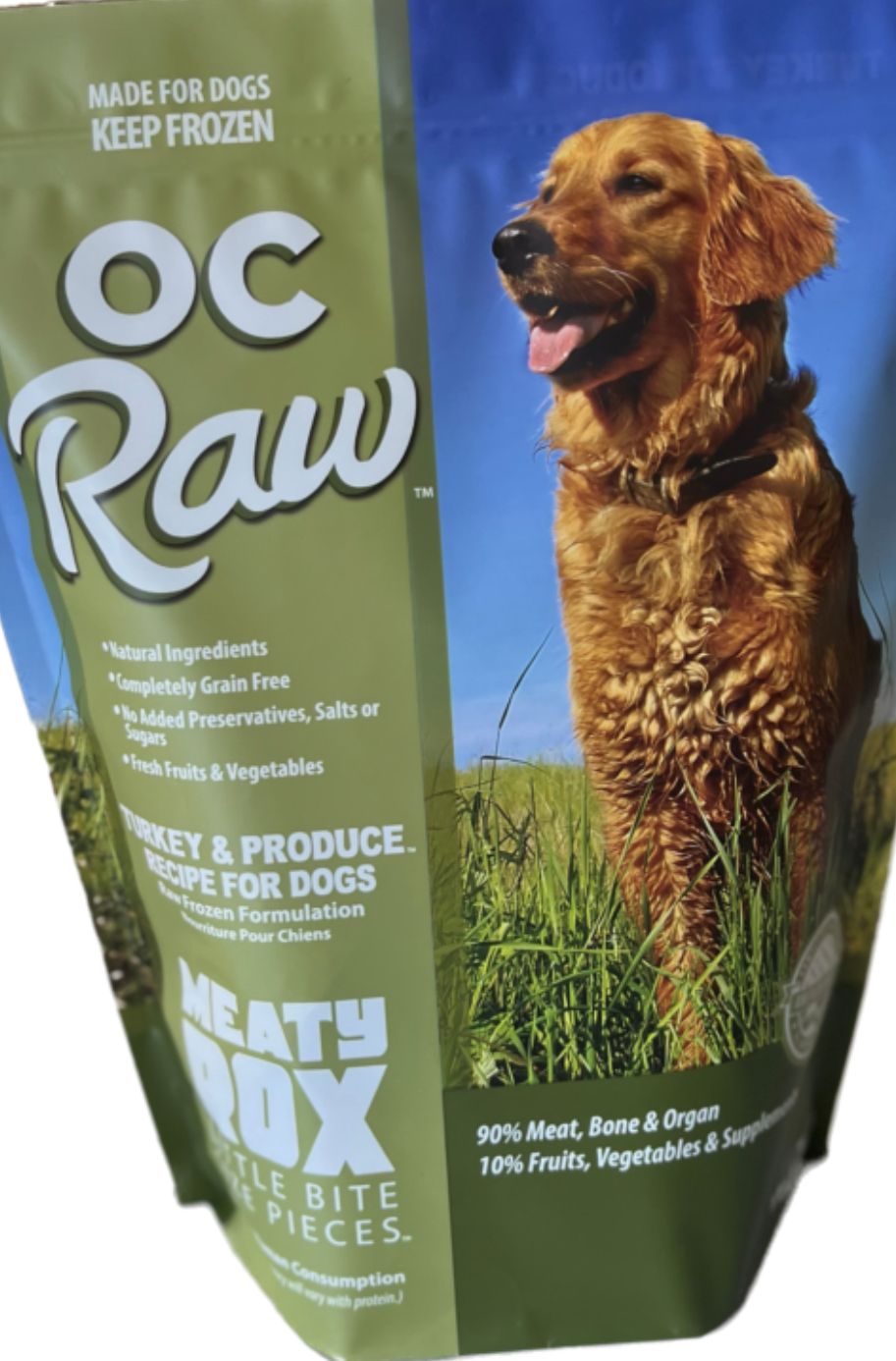 OC RAW FROZEN TURKEY &amp; PRODUCE ROX DOG FOOD 3LBS