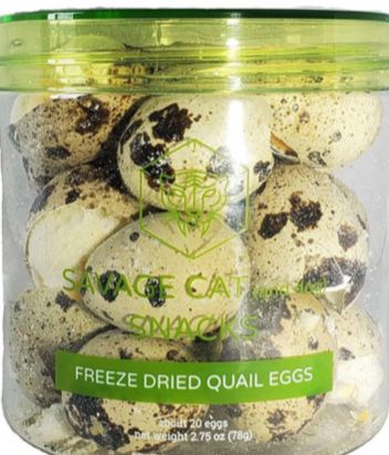 SAVAGE CAT FREEZE DRIED QUAIL EGGS FOR DOGS AND CATS 2.75OZ TUB
