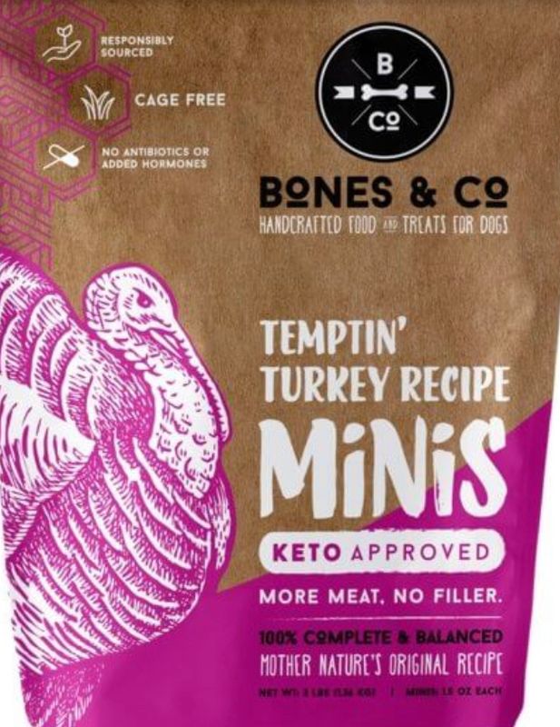 BONES &amp; CO FROZEN GRAIN FREE TURKEY MINIS DOG FOOD 3LB