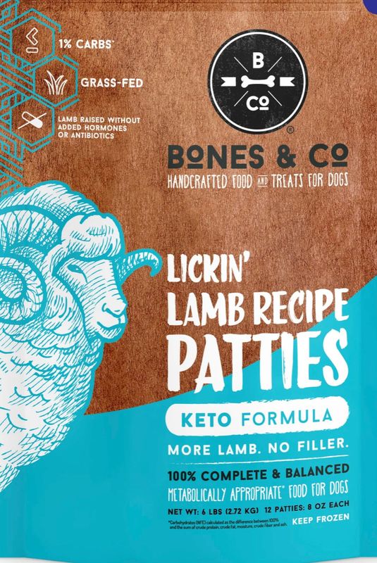 BONES &amp; CO FROZEN GRAIN FREE LAMB PATTIES DOG FOOD 6LB