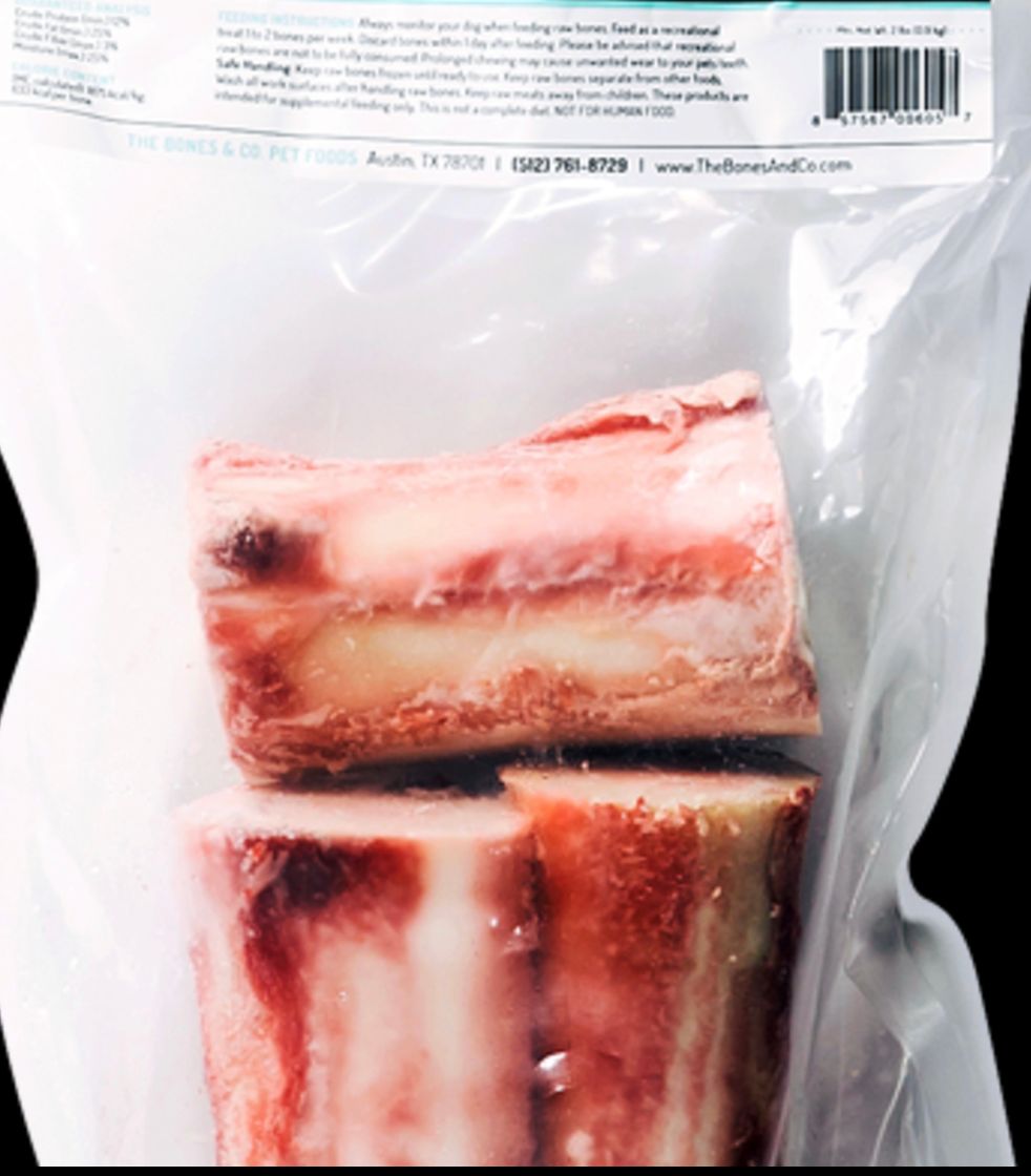 BONES &amp; CO FROZEN BEEF BONE DOG TREAT 4 INCHES 3PACK