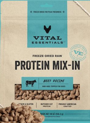 VITAL ESSENTIALS FREEZE DRIED BEEF PROTEIN MIX-IN TOPPER FOR DOGS 18OZ