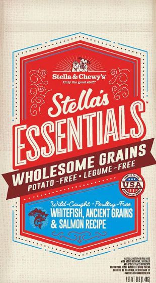STELLA &amp; CHEWYS ESSENTIALS ANCIENT GRAIN &amp; WHITEFISH DOG FOOD 25LB