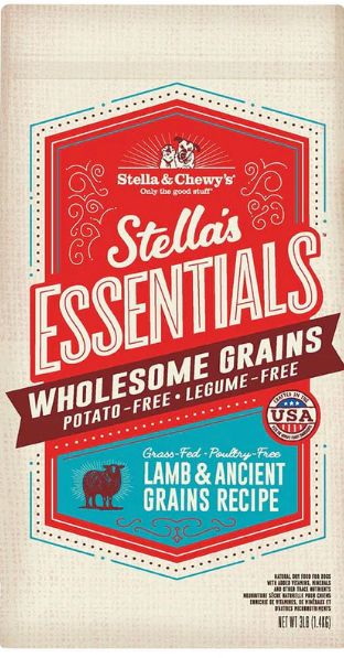 STELLA &amp; CHEWYS ESSENTIALS ANCIENT GRAINS &amp; LAMB DOG FOOD 25LB