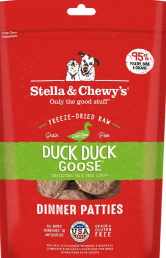 STELLA &amp; CHEWYS FREEZE -DRIED DINNER PATTIES DUCK DOG FOOD 14OZ