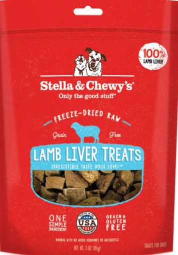 STELLA &amp; CHEWYS FREEZE DRIED LAMB LIVER DOG TREAT 3OZ